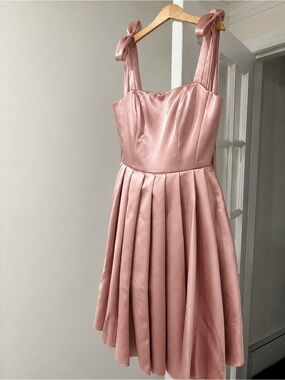 Mew Mews Pink Satin Bow Strap Midi Dress Size Small